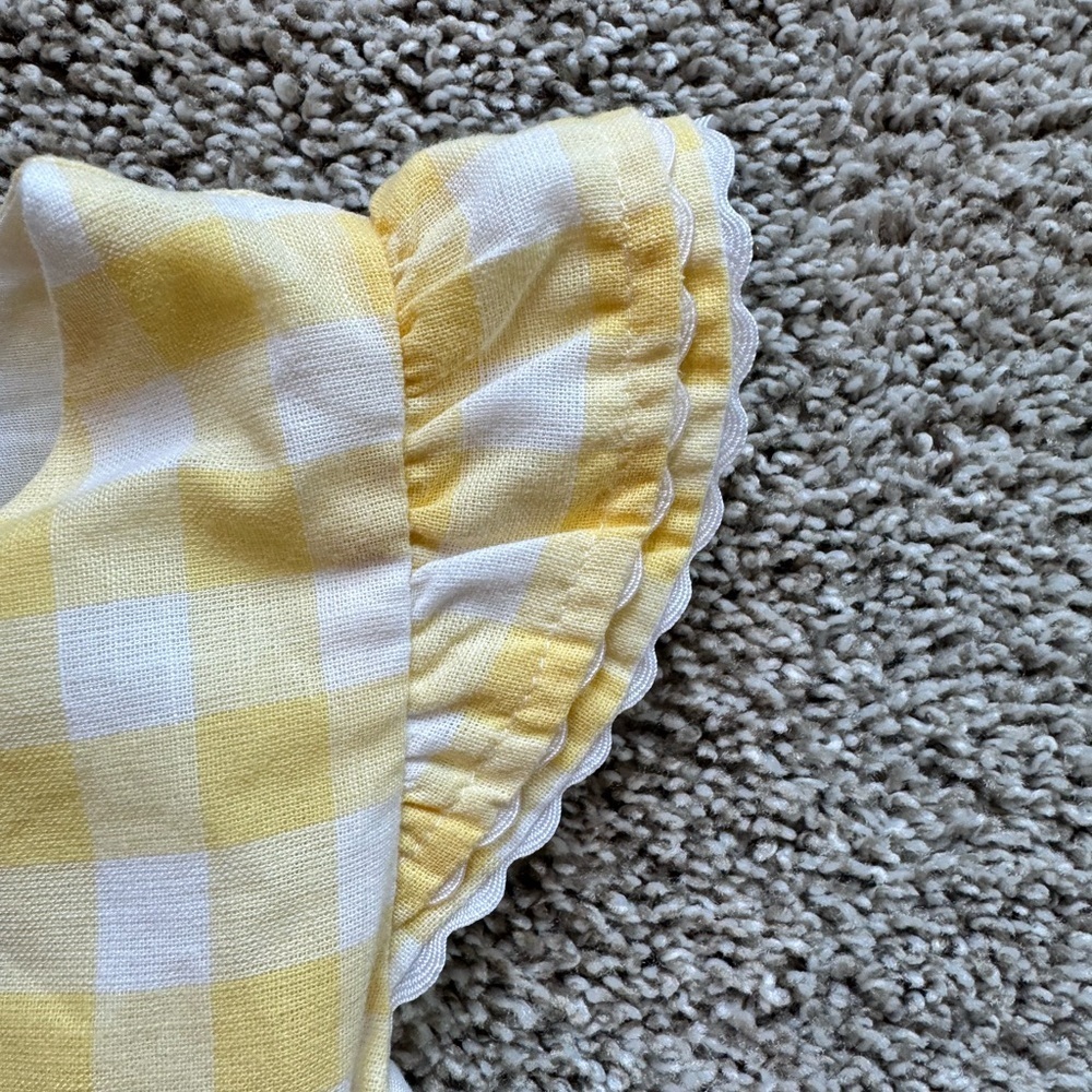 Girls sundress Yellow Plaid summer dress flutter short sleeve size 6 - Picture 4 of 9